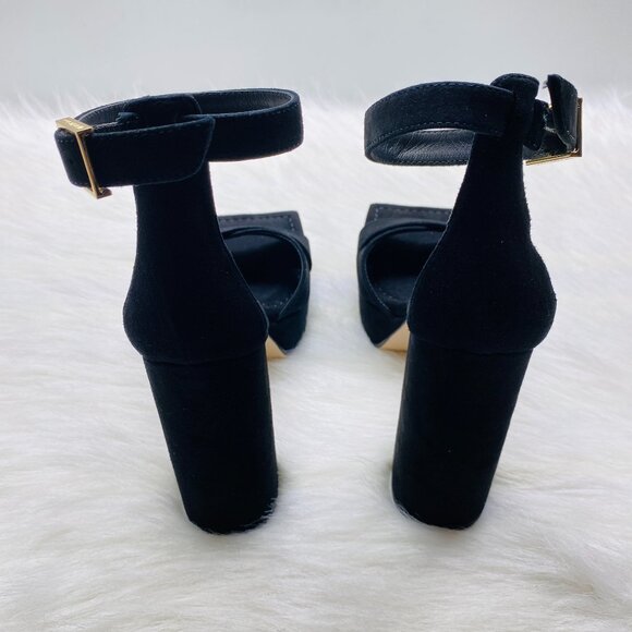 GOOD AMERICAN Suede Square Toe Platform Chunky Heels GA159K-E Black Sz 6 NEW - Picture 4 of 5